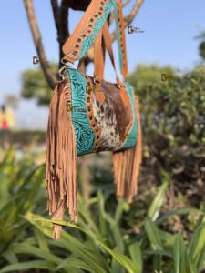 Nouveau sac fourre-tout en cuir de vachette occidental à motif élégant, sculpté à la main, avec franges en cuir, sac à main élégant, sacs en cuir pour femmes - Product Image 2