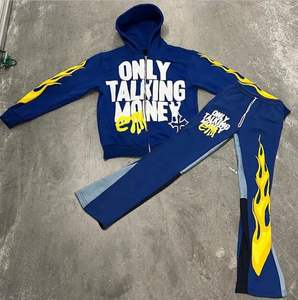 Best Quality Unique Style <b>Men</b> Stacked <b>Sweat</b> <b>Suit</b> Online Selling Long Sleeve Hooded & Trouser <b>Men</b> Set - Product Image 6