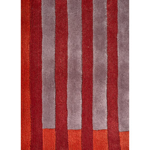 Alfombra Caliedo a Rayas, Hecha a Mano con Lana y Viscosa, Roja y Naranja, Tnq-3320, para Uso Doméstico - Product Image 3