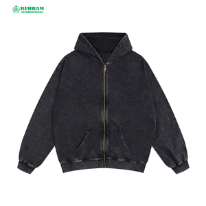 เสื้อฮู้ดซิปแบบกำหนดเองสำหรับทุกเพศ ผลิตจากผ้าฝ้าย 100% ระบายอากาศได้ดี แห้งเร็ว ทรงปกติ เหมาะสำหรับฤดูหนาว สีซีดแบบซันเฟด ล้างสีแบบแอซิดวอช - Product Image 1
