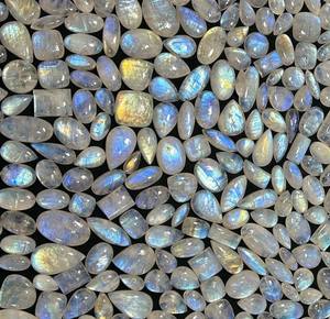 AAA + alta calidad Natural Arco Iris piedra lunar cabujón azul piedra preciosa suelta para la fabricación de joyas Flatback hecho a mano lote de piedras preciosas - Product Image 6
