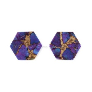 Alta calidad 12mm suave forma hexagonal plana Mohave cobre púrpura compuesto turquesa piedra preciosa suelta calibrada para joyería - Product Image 2
