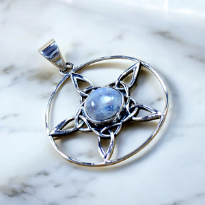 Pendentifs en argent sterling avec pierre de lune arc-en-ciel feu bleu naturel, prix de gros, bijoux - Product Image 2