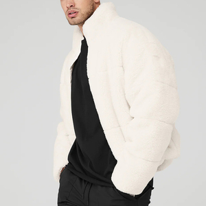 Ventes en gros de vestes d'hiver en sherpa à manches longues et à fermeture éclair, couleur unie, style streetwear, vestes en polaire - Product Image 2