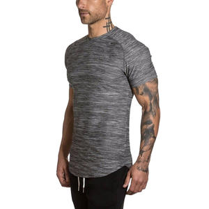OEM Vente en gros 95% coton 5% élasthanne Hommes Slim Fit Tee Shirt Long Drop ourlet incurvé Col rond Muscle Fitness Hommes Gym T-Shirts - Product Image 3
