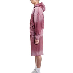 Chándal de invierno ecológico de dos piezas ajustado para hombre, pantalones cortos para correr con logotipo personalizado y Sudadera con capucha de talla grande 2026 - Product Image 3