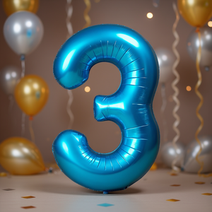 Palloncini Numero Party Love Blu N3 45cm Confezione da 12 Pezzi - Product Image 3