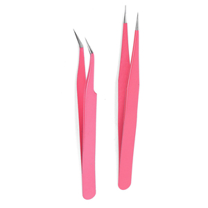 Pinzas de extensión de pestañas rosas de alta calidad al por mayor con opción de logotipo privado pinzas de pestañas - Product Image 4