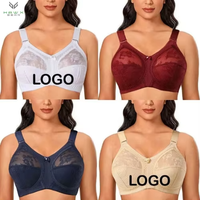 Soutien-gorge de sport sans fil ultra-fin pour femme, minimisant, non doublé, couvrant entièrement la poitrine, en dentelle respirante, grande taille, simple, maintien moyen