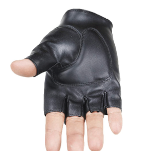 Top Vente Long Keeper Unisexe En Cuir PU Conduite Noir Moto Gants Demi Doigt Moto Sport Plaine Voyage En Plein Air - Product Image 4