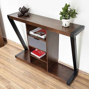 Modern Luxury <b>Console</b> <b>Table</b> CST049 Contemporary Iron Frame with Wooden Top <b>for</b> <b>Entry</b> Villa or Living Room Decor - Product Image 4