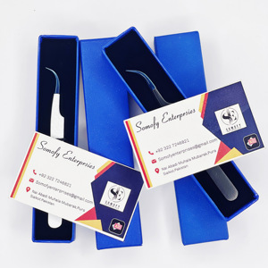 Pinzas de pestañas curvas de acero inoxidable con logotipo personalizado, las mejores puntas de fibra, pinzas de extensión de pestañas profesionales sostenibles - Product Image 6