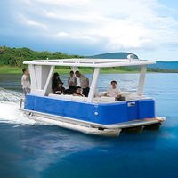 Bateau ponton à moteur électrique de 22 'à énergie solaire avec salle de bain, toilette, partie de direction, pont en aluminium, bateaux pontons