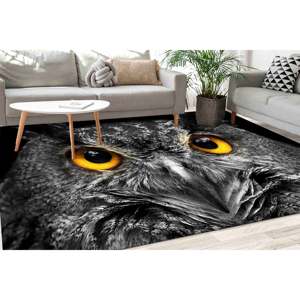 Tapis Hibou : Tapis rond à motif animal, décoration d'intérieur pour loft, tapis moelleux à poils longs - Product Image 1