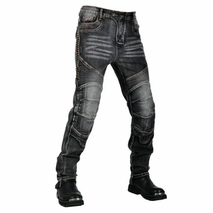 Pantalones Vaqueros oscuros para motocicleta para hombre con diseño personalizado para motorista Armadura CE para protección de rodilla y cadera Transpirable D-Ride Moto - Product Image 6