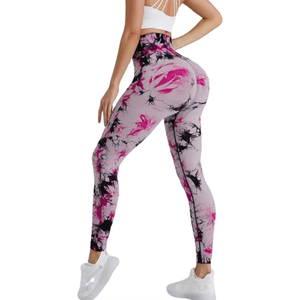 Chaude taille haute sans couture cravate teinture Gym vêtements de sport vêtements de sport Fitness pantalons d'entraînement Yoga Leggings vêtements en gros - Product Image 5
