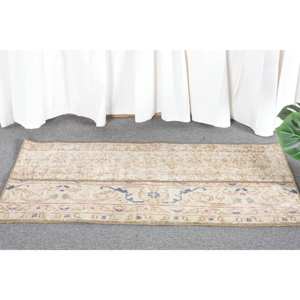 Alfombra de lana hecha a mano clásica Beige azul de 1,6x3,4 pies, respaldo de látex rectangular de retazos de estilo turco para adolescentes de gran tamaño para vivir - Product Image 3