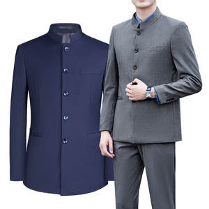 Blazer de Diseño Estilo Safari con Cuello Mao para Hombre Traje Tang Chino Casual de Alta Calidad para Hombre - Product Image 2