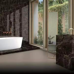 Nikola Brown Luxury Stone Series Mármol Azulejo Brillante 600x1200 Baño Sala Piso Premium - Product Image 1