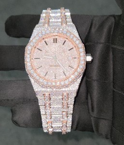 Montre automatique de luxe pour homme et femme, style hip-hop, diamant D VVS, moissanite, coupe brillante, date, quartz, acier inoxydable, verre - Product Image 1