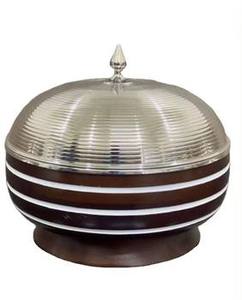 Casserole de service de nourriture ronde haut de gamme avec nacre faite à la main et base en bois marmite en acier inoxydable pour le réchauffement des aliments - Product Image 6