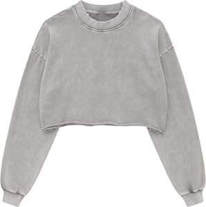 2025 femmes sweats courts Vintage 100% coton hauts pullover lavage à l'acide sweat à capuche pour femmes entraînement haut court - Product Image 1