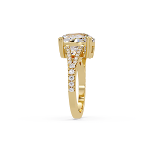 Anillo de Compromiso de Oro de 14K con Diamante Cultivado en Laboratorio de Corte Cojín de 4.00 CT Certificado por IGI, Anillo Nupcial con Pavé, Joyería de Lujo para Mujer - Product Image 4