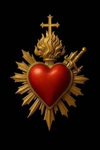 Decoración de Pared Metálica con Sagrado Corazón Dorado, Diseño de Rayos de Sol, Adorno Religioso para Altar, Hogar u Oficina - Product Image 3