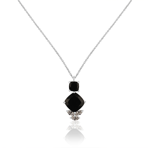 Collier en zircon blanc et onyx noir, fabricant de colliers pendentifs en argent sterling fin, collection classique de bijoux - Product Image 4