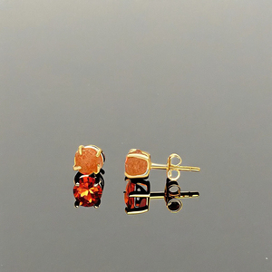 5-7mm Genuine Raw Sunstone <b>Stud</b> Earrings Handmade 925 Sterling <b>Silver</b> Classic Gold Plating Natural Bulk Jewelry for Women - Product Image 4