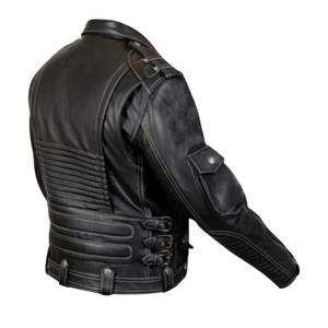 Veste de moto d'hiver pour hommes en cuir PU à la mode avec poches zippées cool vêtements d'hiver imperméables - Product Image 3