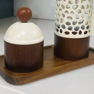 Ensemble de brûleur à encens moderne en bois et métal, plateau en bois, design découpé au laser, fait à la main, écologique, organique, aromatique pour une utilisation au Moyen-Orient - Product Image 5