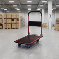 Chariot à plateforme pliable en acier de 150 kg, chariot à main à quatre roues pour entrepôt, bureau, supermarché, manutention de marchandises