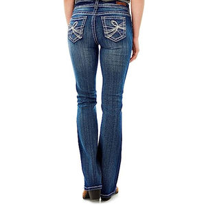 Nuevo diseño de calidad superior de las mujeres pantalones de mezclilla de color liso al por mayor precio de las mujeres pantalones vaqueros para la venta en línea - Product Image 2