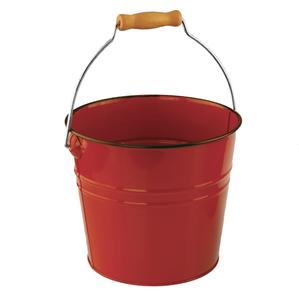 ถังโลหะสีแดงพร้อมที่จับไม้ดีไซน์อเนกประสงค์ทนทานสำหรับจัดเก็บน้ำแข็งในสวนกลางแจ้งในร่ม - Product Image 1