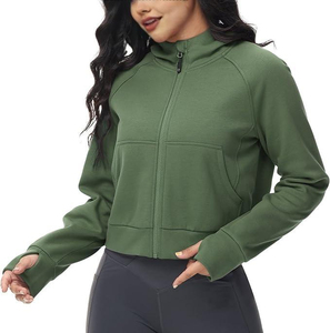 Sudadera con Capucha y Cremallera Completa para Mujer, Estilo Nuevo, Personalizada, Sudadera Corta de Manga Larga con Orificios para los Pulgares, Informal, 2026 - Product Image 1