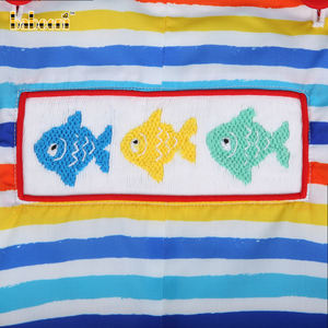 Pantalones Cortos de Algodón/Spandex con Bordado a Mano Personalizable BB3066 para Bebés, Diseño de Peces Coloridos, OEM, ODM, Venta al Por Mayor - Product Image 3