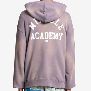 Venta al por mayor Sudadera con capucha desgastada Algodón puro impreso logotipo en relieve 3D patrón hombres y mujeres estilo - Product Image 3