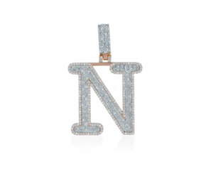 Colgante de Moissanita con Diseño de Princesa en Forma de Letra N, Plata de Ley y Chapado en Oro Rosa, Certificado IGI, Estilo Hip Hop - Product Image 3