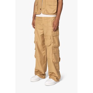 Pantalon cargo en gabardine 100% coton - Coupe ample - Couleur beige - Product Image 5