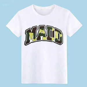 T-shirt à épaules tombantes, lourd, brodé, imprimé, ample, doux, 100% coton, col rond, brodé - Product Image 5