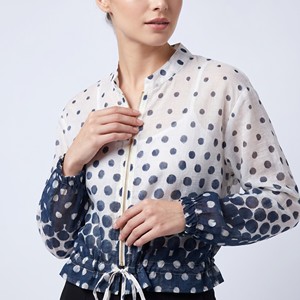 Lightweight Zip-Up <b>Jacket</b> with Elastic Cuffs and Polka Dot Pattern, One Size Fits All (Sizes 36–42) - Product Image 3