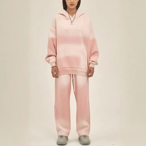 2025 pull couleur unie teint 2 pièces ensemble survêtement Jogging personnalisé femmes survêtement personnalisé survêtements femmes Baggy évasé ample - Product Image 3