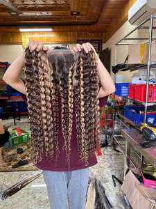 Boucles couleur piano Human Highlight donneur unique cheveux bruts Super Double Drawn Vieamese Pixie Curl Bundles Genius Weft - Product Image 2