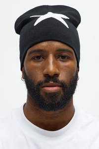 Elegante negro 100% acrílico tejido Beanie Bold White Star diseño de dibujos animados/Argyle para el calor del invierno comodidad diaria de moda Unisex - Product Image 2