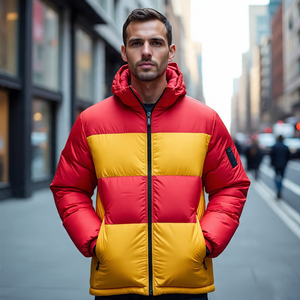 Veste matelassée d'hiver pour hommes Streetwear Zipper Puffer Bubble Jackets Cotton Padded Hooded Down Puffer Coat - Product Image 1