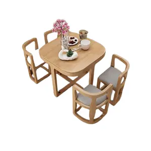 Высококачественный современный небольшой домашний простой Настольный деревянный обеденный стол с 4 стульями из Индонезии