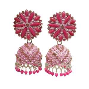 Conception traditionnelle faite femmes Zircon pierre broderie Bunda boucles d'oreilles ensembles pour les femmes pakistanaises et indiennes mariage et fête porter - Product Image 2