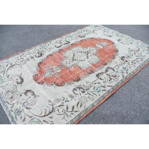 Grand tapis turc vintage 5,7x9 pieds, tapis persan brun en laine - Product Image 4