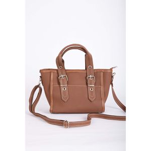 Bolso de Mano y Hombro Clásico de Piel de Vaca Color Bronceado con Cierre de Hebilla, Diseño Granulado, Uso Versátil como Bolso de Mano - Product Image 1